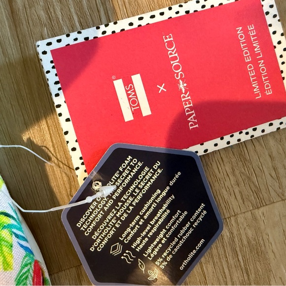 Toms x Paper Source Limited Edition Flamingo Print Alpargata Flats - Size 6.5 - Picture 3 of 6